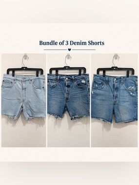 Levi's 501 W32 High Waist Denim Shorts Trio
